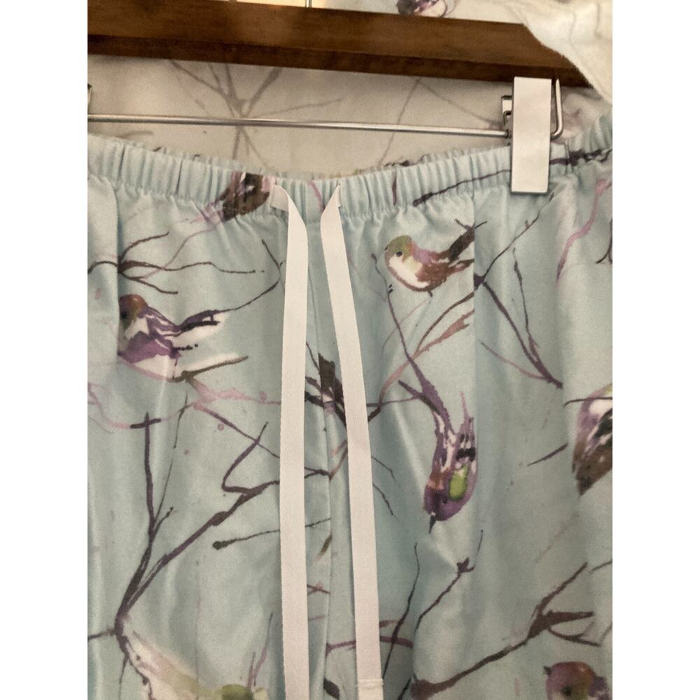 Women's Bird Print Pajama Set - Blue - Picture 4 of 15